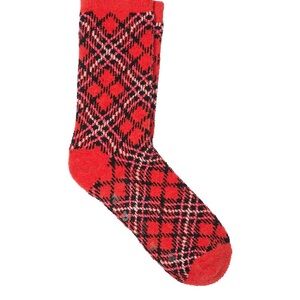 Victoria’s Secret PINK Cozy Crew Socks Red Pepper Plaid One Size Super Soft! NEW